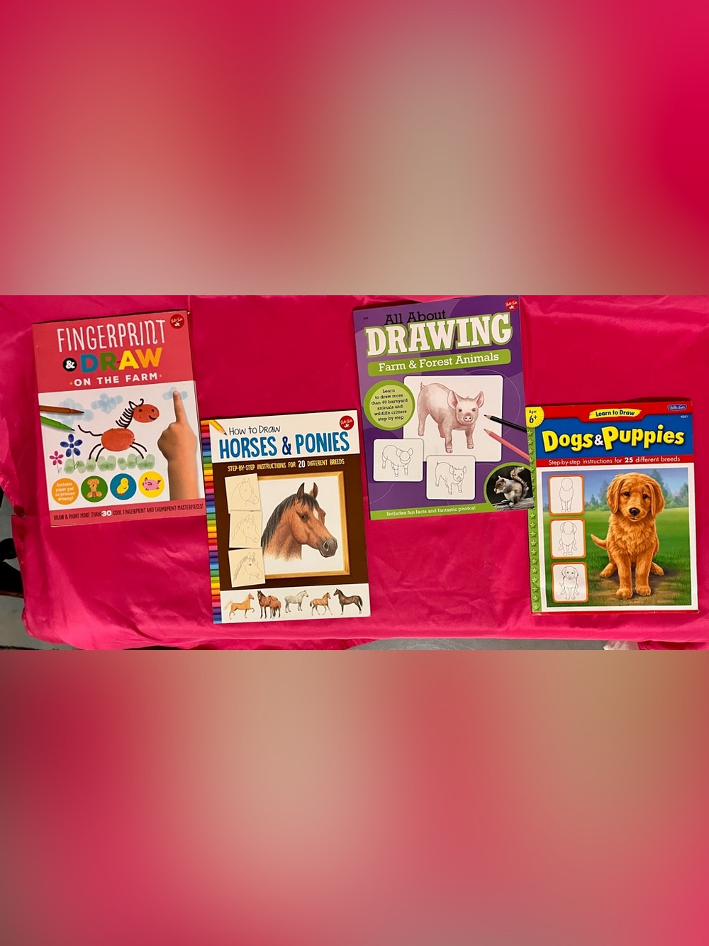 Walter Foster Jr 4 Books How to paint and draw dogs horses pigs etc